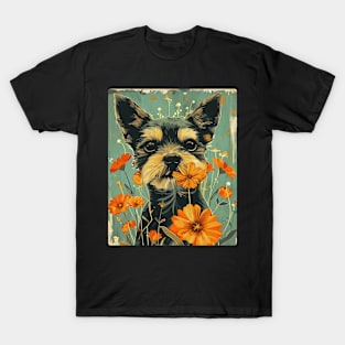 Yorkshire Terrier dog Flowers Photo Art Design For Dog Onwer T-Shirt